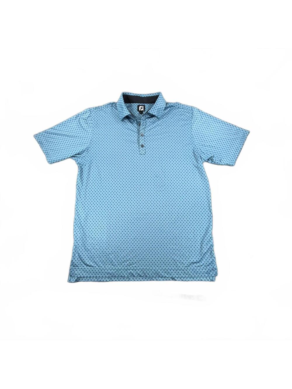 FootJoy Men's Golf Polo Performace Shirt Blue Palm Tree Print Size Large